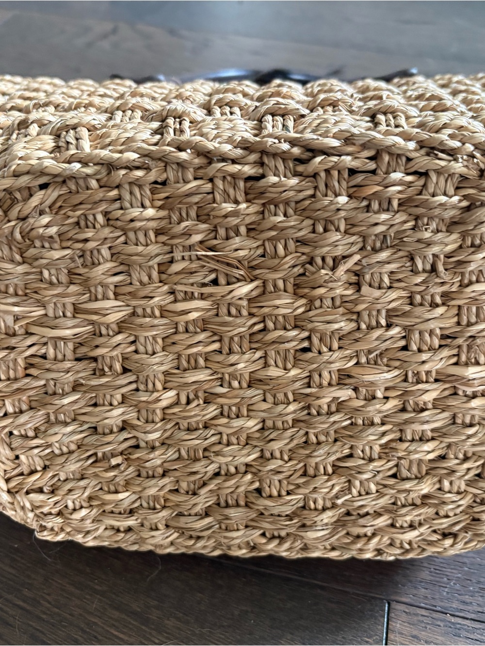 J. Crew Natural Straw Woven Tote with Dark Brown Handles - Picture 5 of 6